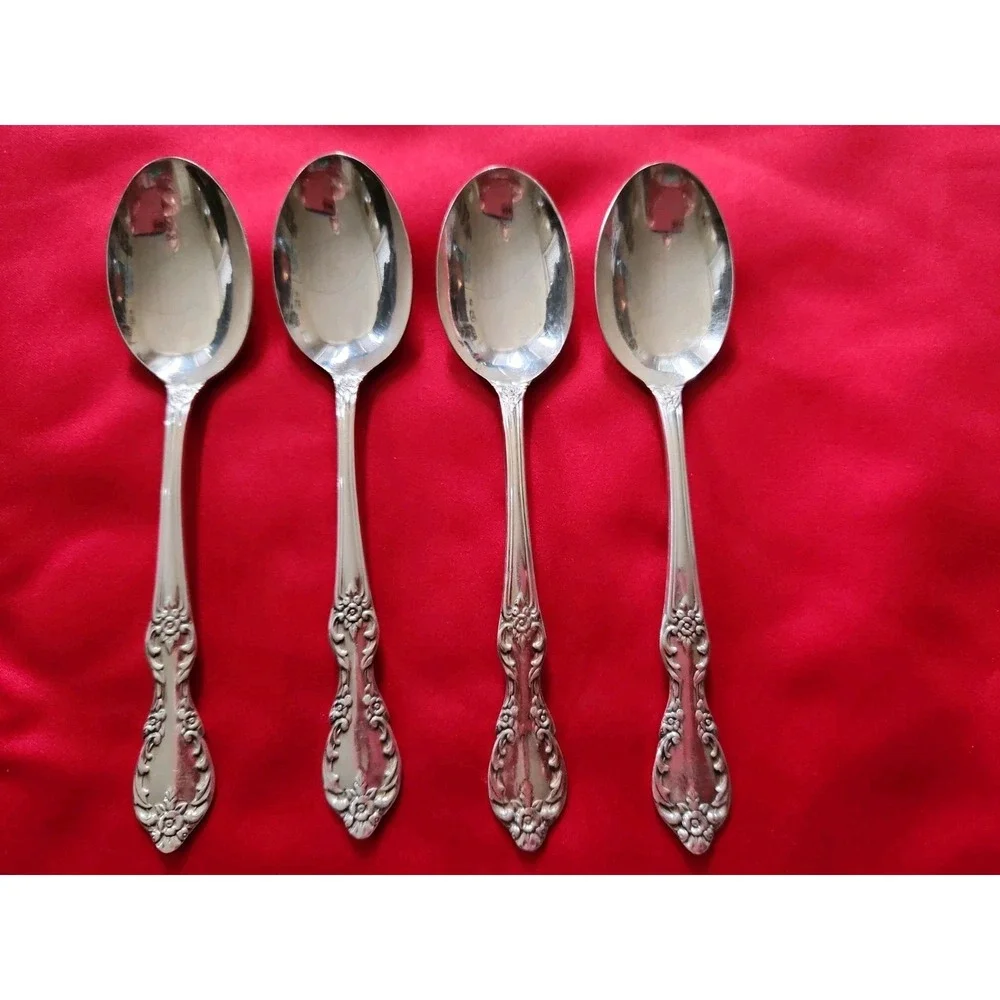Lot of 4 Wm Rogers Grand Elegance International Silverplate 1959 Teaspoons 6in